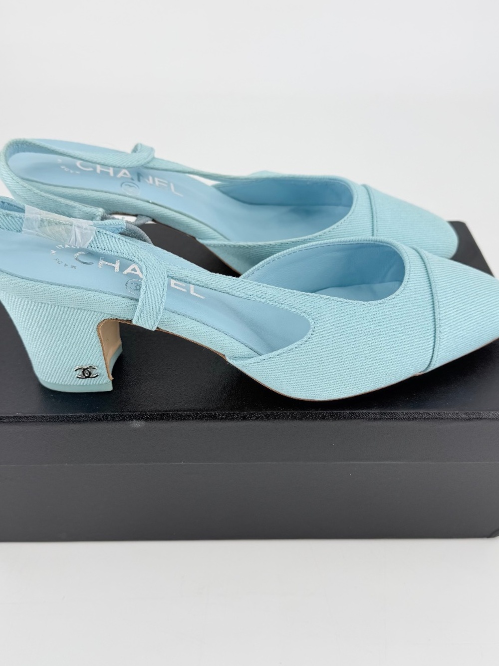 Fashion Sling Back Heels Blue Block Heel Size 10